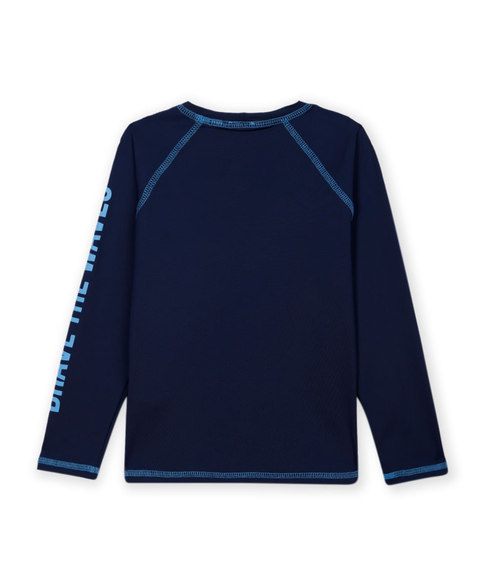 camiseta infantil manga longa proteção uv azul