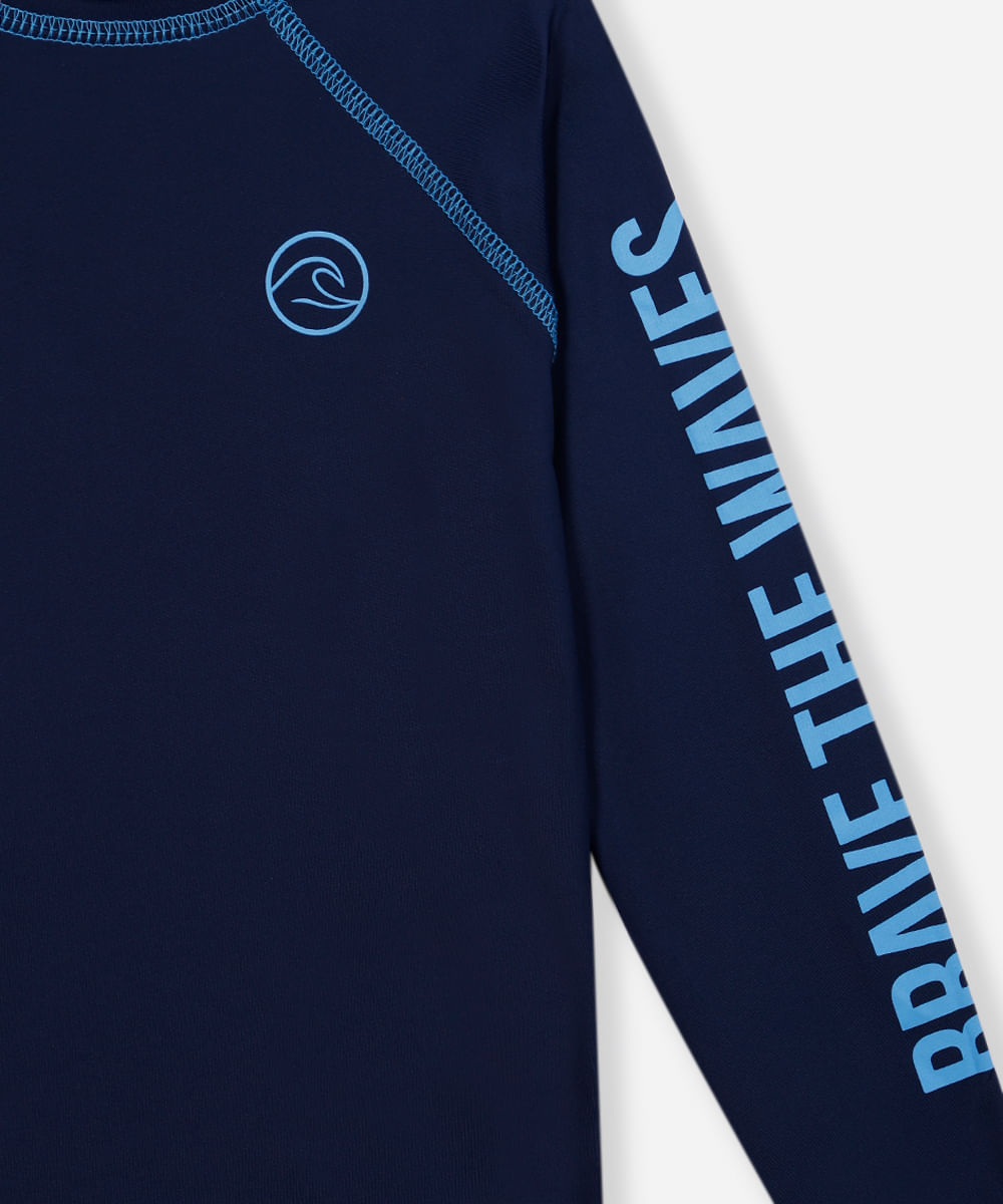 camiseta infantil manga longa proteção uv azul
