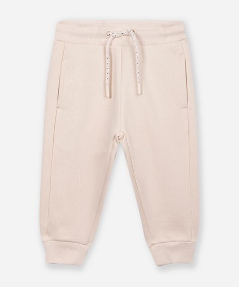 calça jogger infantil de moletom bege