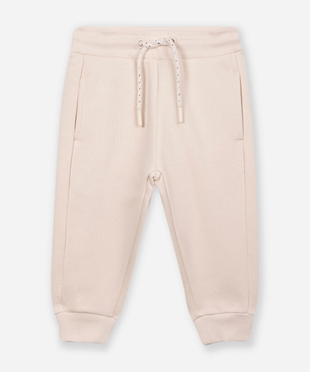 calça jogger infantil de moletom bege