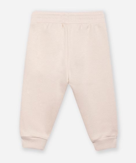 calça jogger infantil de moletom bege