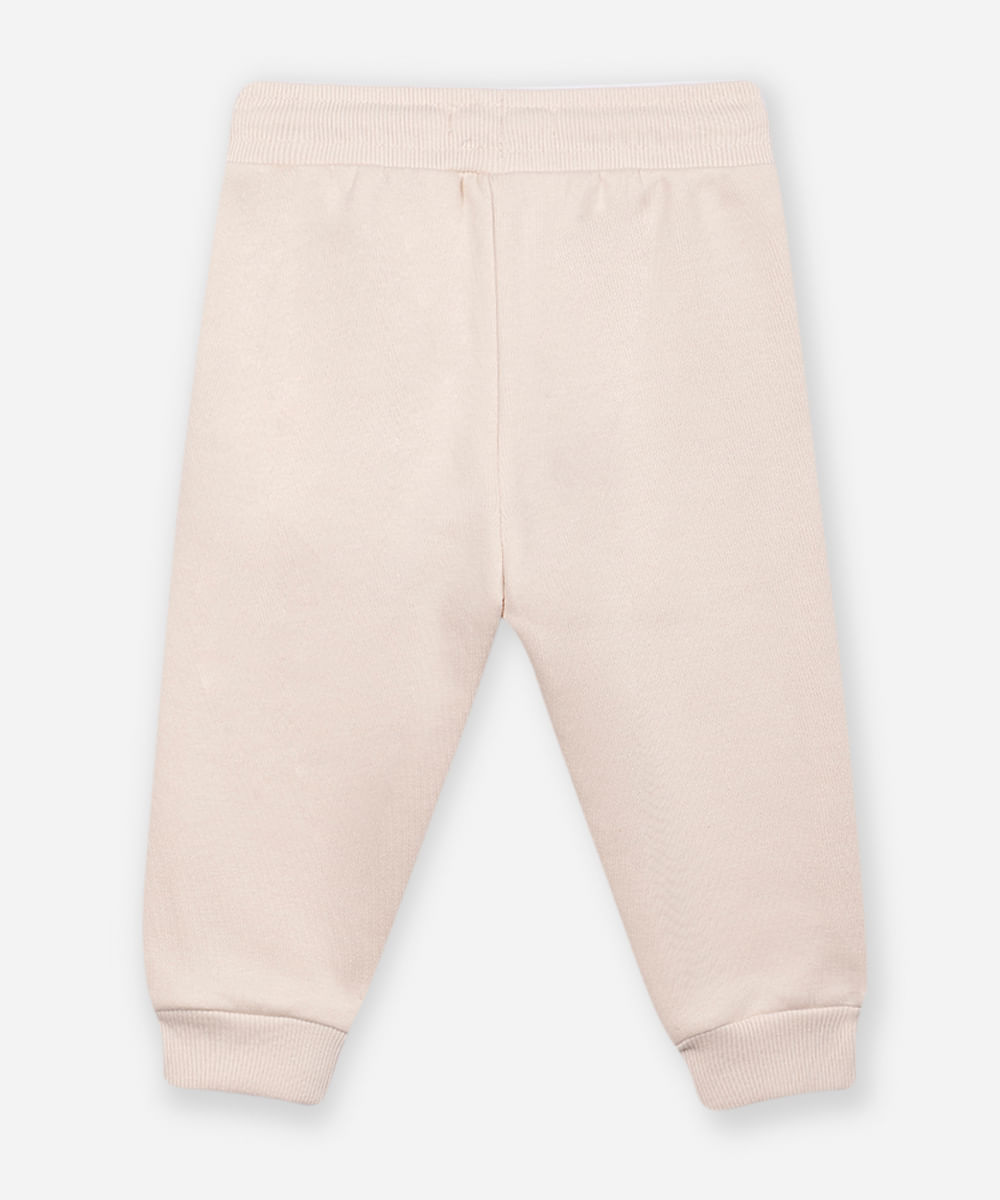calça jogger infantil de moletom bege