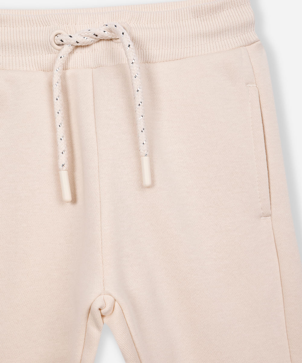 calça jogger infantil de moletom bege