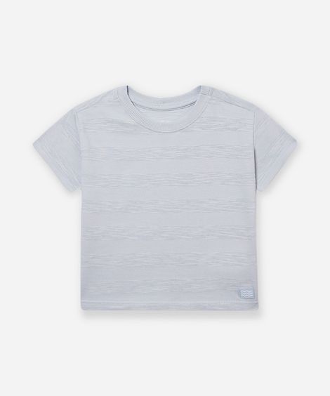 camiseta de algodão infantil listrada azul