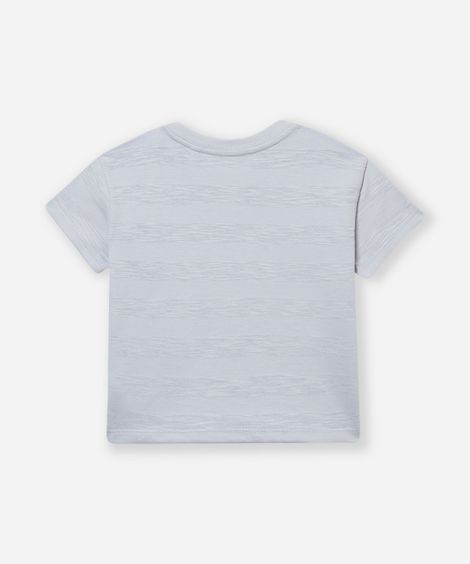 camiseta de algodão infantil listrada azul