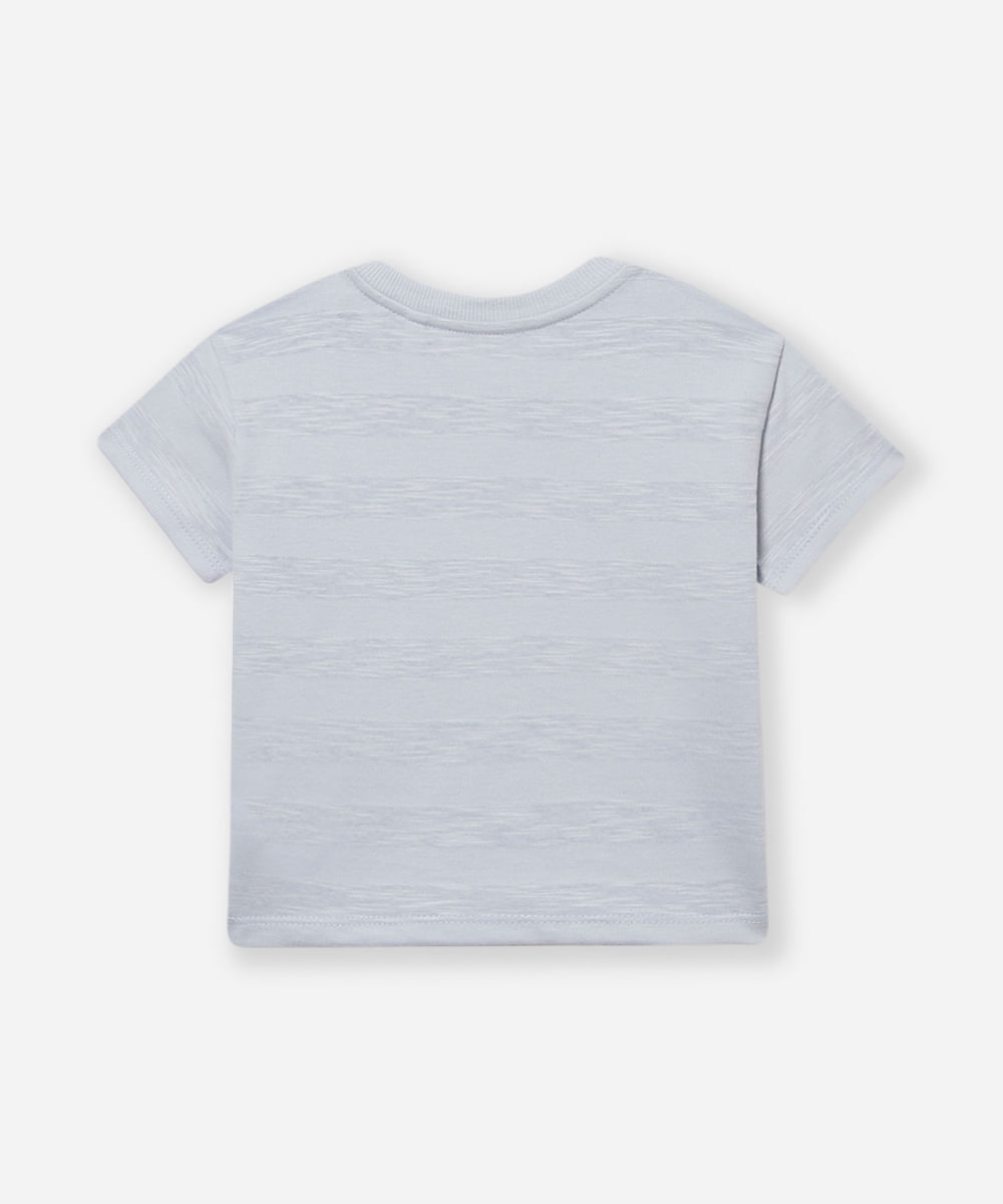camiseta de algodão infantil listrada azul