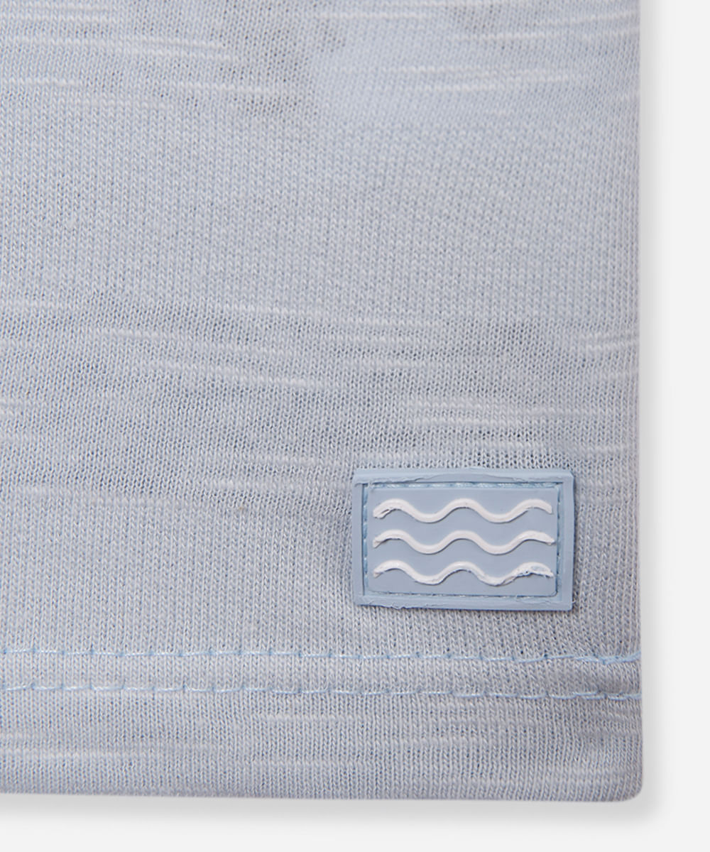 camiseta de algodão infantil listrada azul