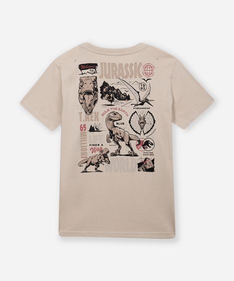 camiseta de algodão infantil jurassic world bege