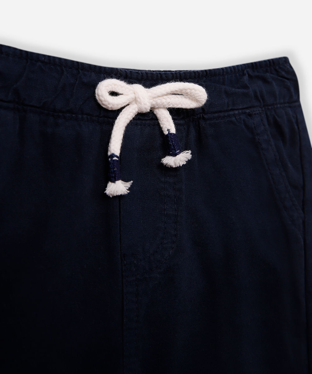short reto infantil de sarja azul