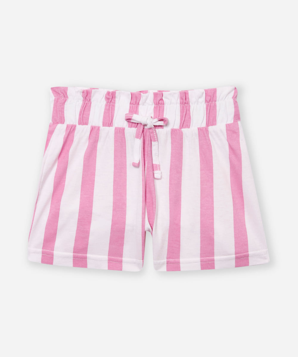 short de algodão infantil clochard listrado rosa