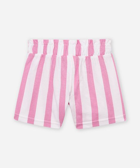 short de algodão infantil clochard listrado rosa