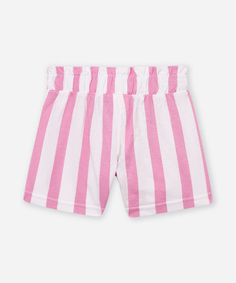 short de algodão infantil clochard listrado rosa