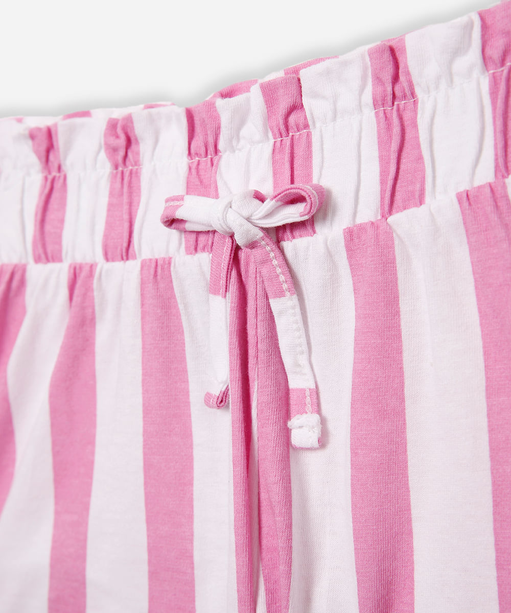 short de algodão infantil clochard listrado rosa
