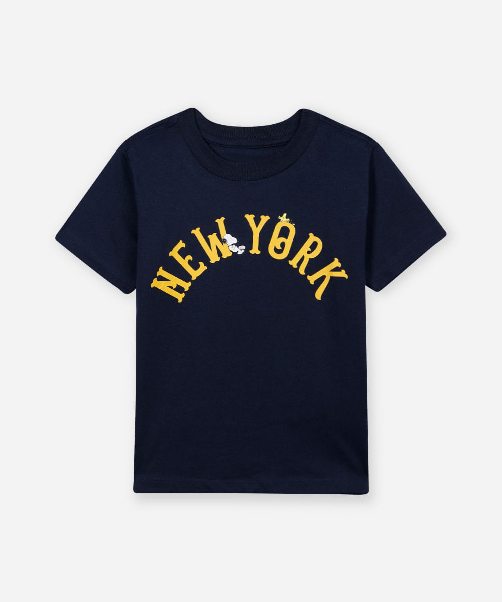 camiseta de algodão infantil snoopy azul