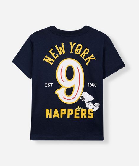camiseta de algodão infantil snoopy azul