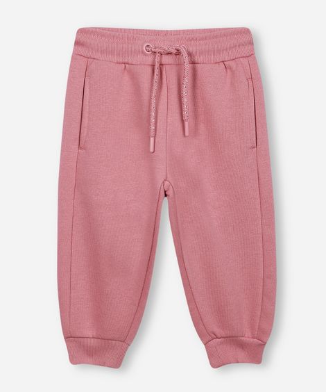 calça jogger infantil de moletom rosa