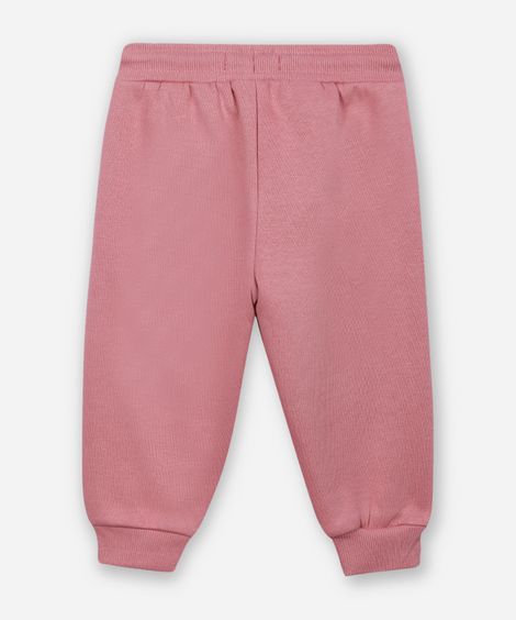 calça jogger infantil de moletom rosa