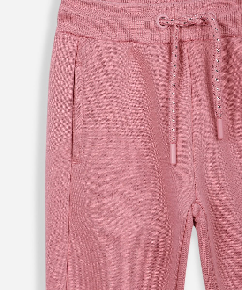 calça jogger infantil de moletom rosa