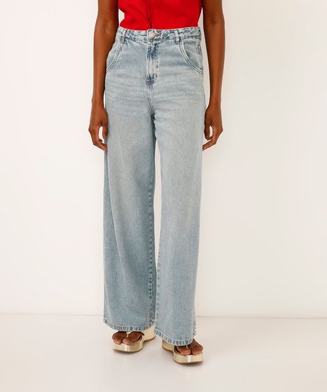 calça jeans skater cintura média azul