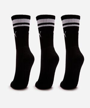 kit de 3 meias masculinas cano longo puma preta