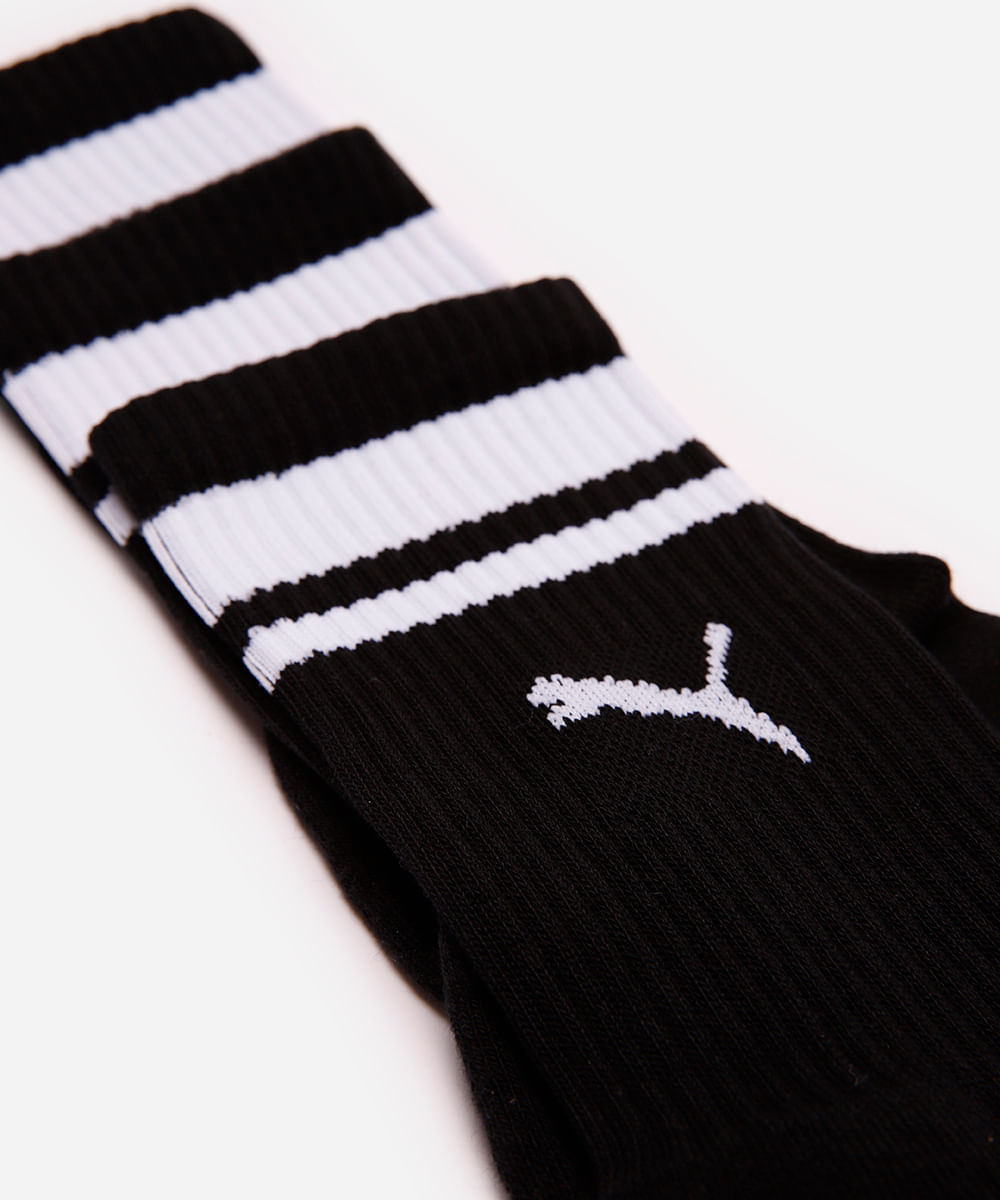 kit de 3 meias masculinas cano longo puma preta