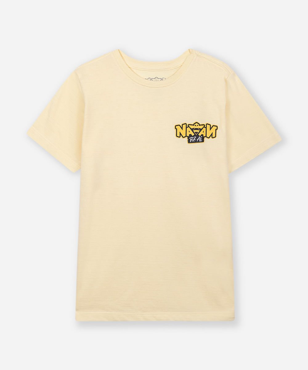 camiseta de algodão infantil natan texturizada amarela