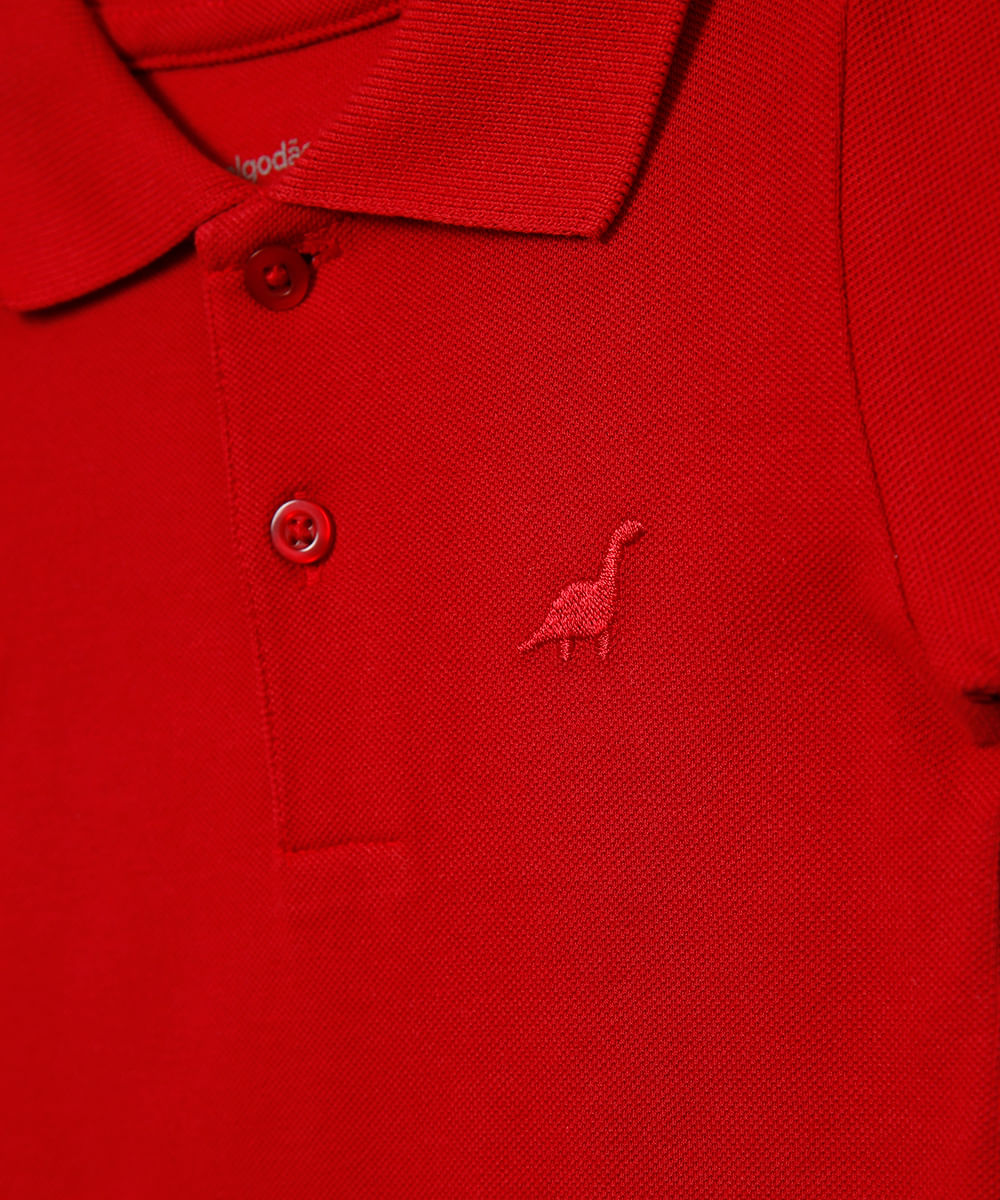 body polo infantil de algodão peruano dinossauro vermelho