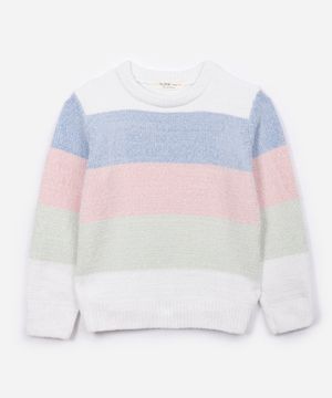 suéter infantil de tricot listrado com lurex colorido