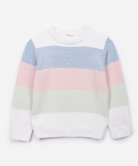 suéter infantil de tricot listrado com lurex colorido