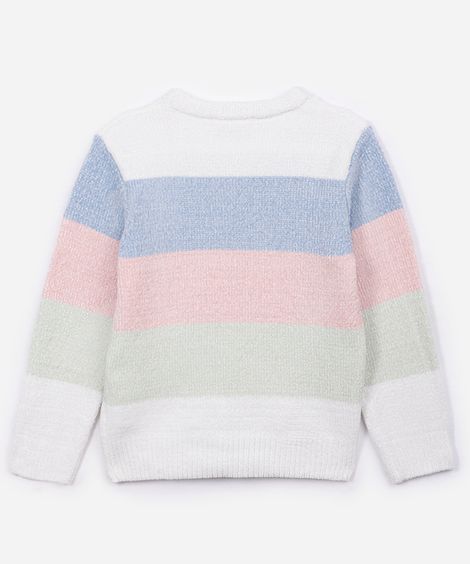 suéter infantil de tricot listrado com lurex colorido
