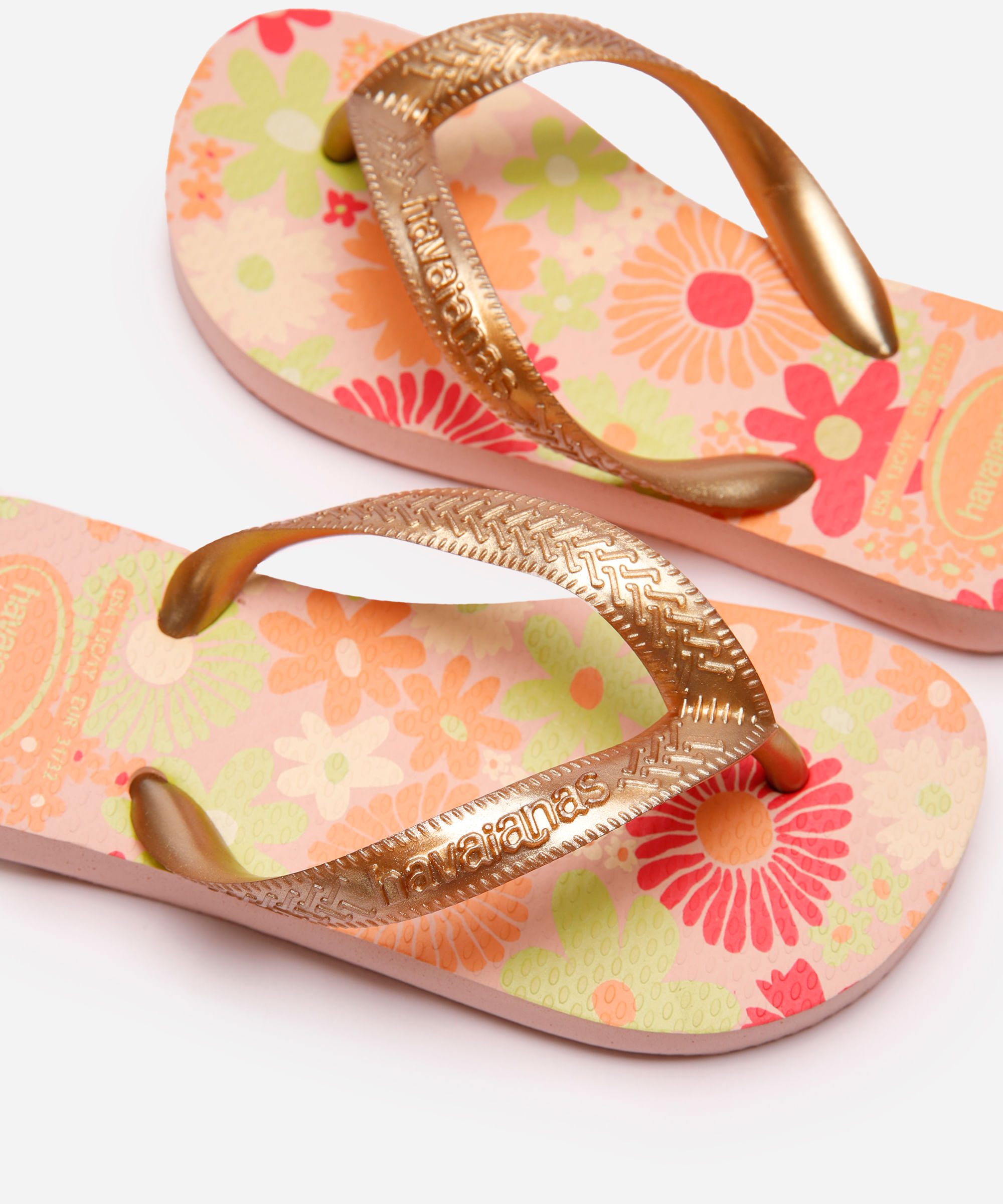 chinelo havaianas infantil floral rosa