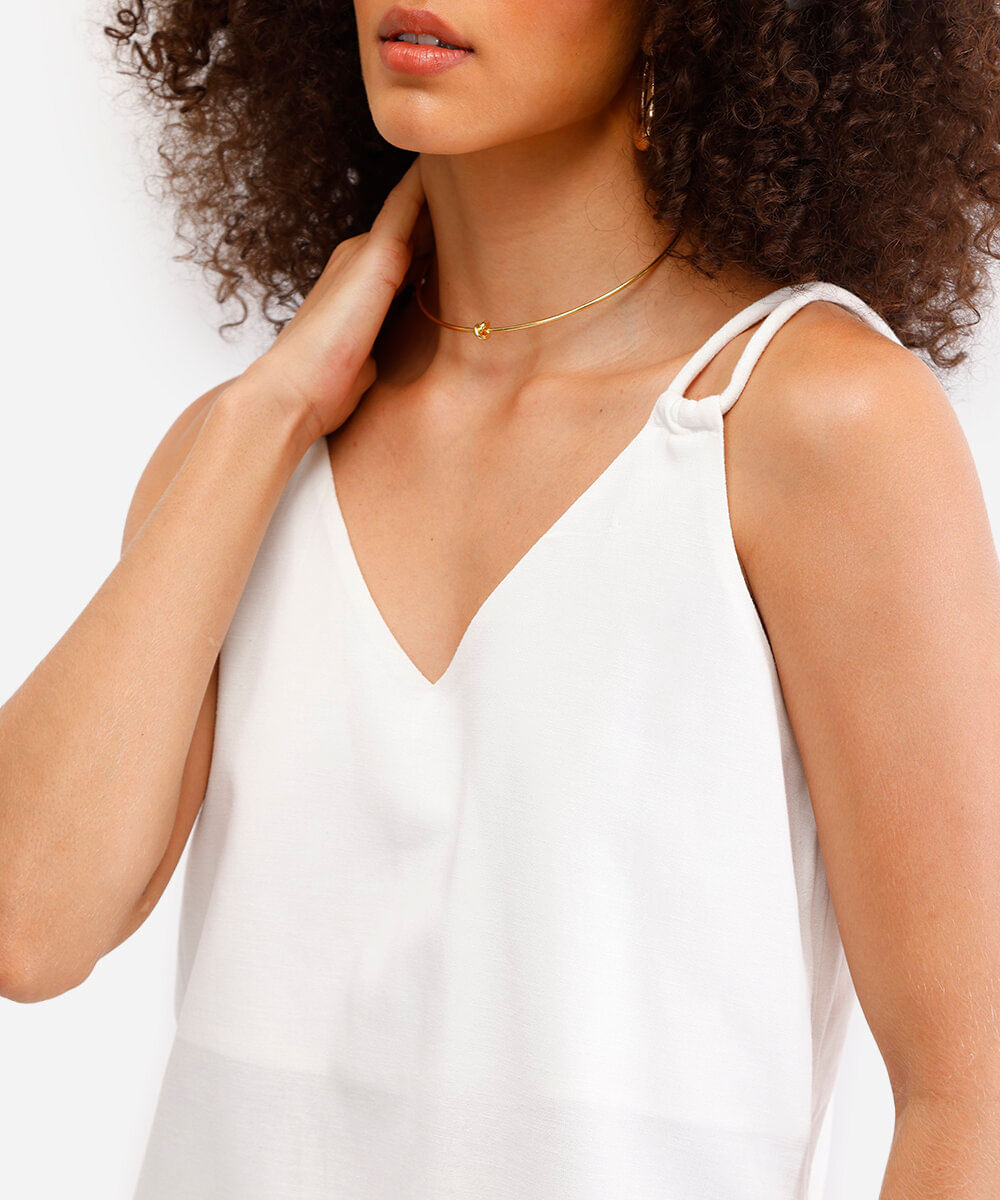 blusa com linho decote v off white