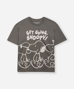 camiseta oversized de algodão juvenil snoopy verde