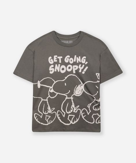 camiseta oversized de algodão juvenil snoopy verde