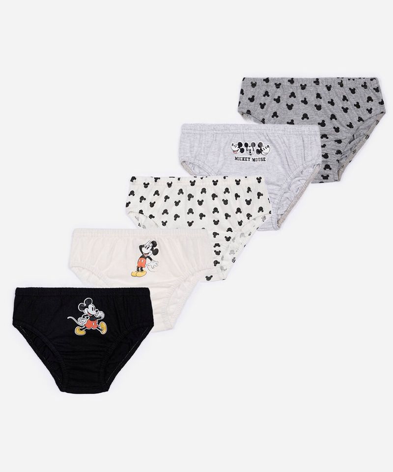 kit de 5 cuecas infantis de algodão mickey colorido