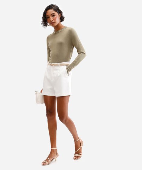 short de alfaiataria feminino com cinto off white