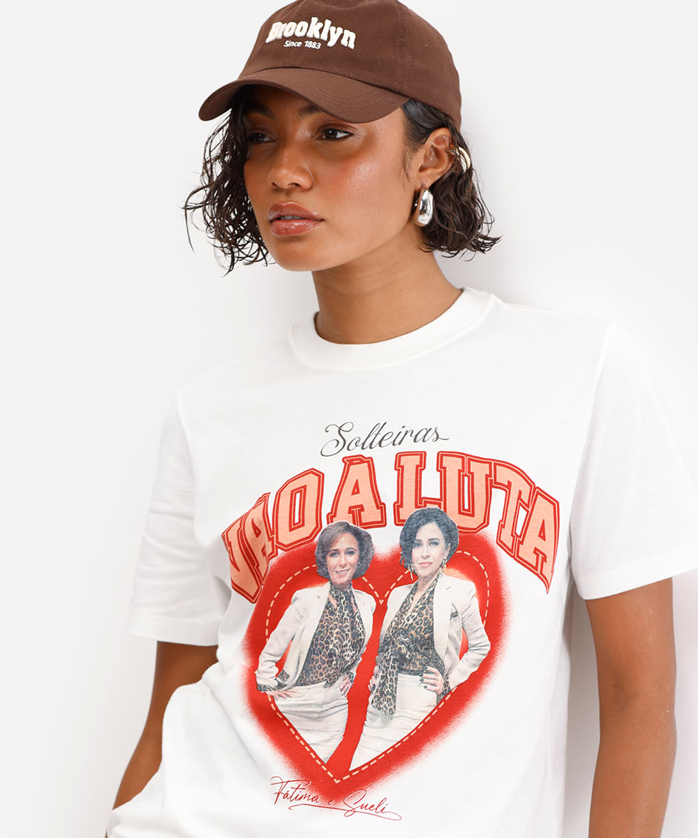 camiseta feminina de algodão tapas e beijos off white