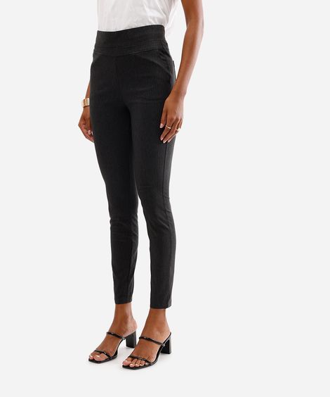 calça legging em jacquard pied de poule cinza