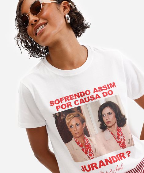 camiseta feminina de algodão tapas e beijos off white
