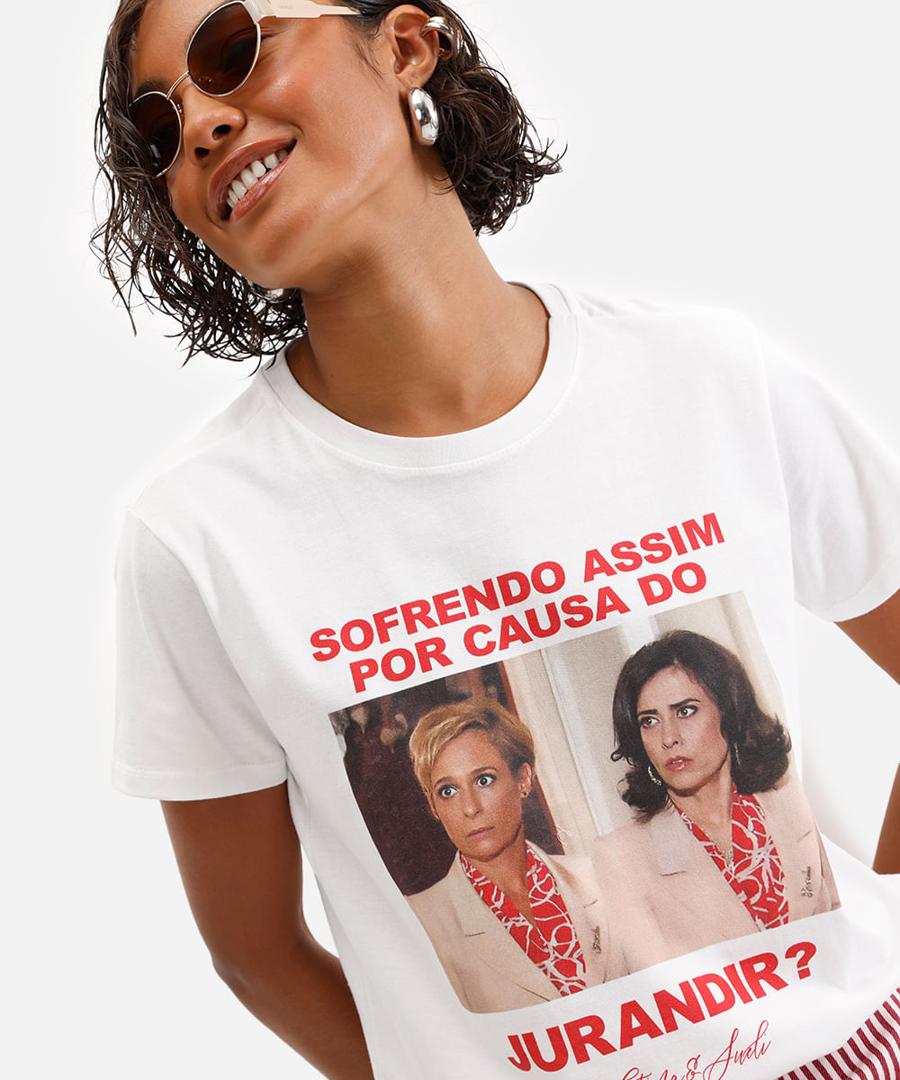 camiseta feminina de algodão tapas e beijos off white