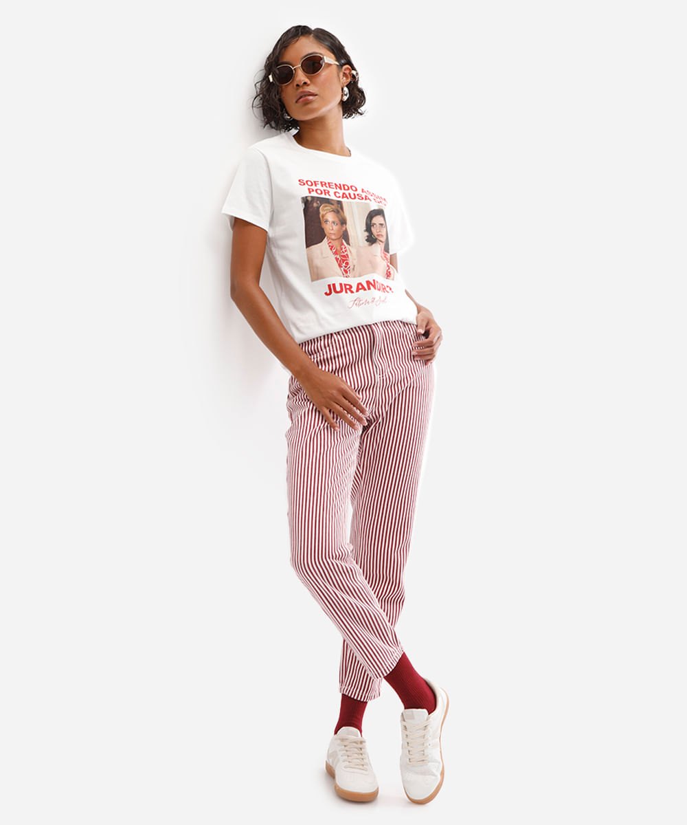 camiseta feminina de algodão tapas e beijos off white