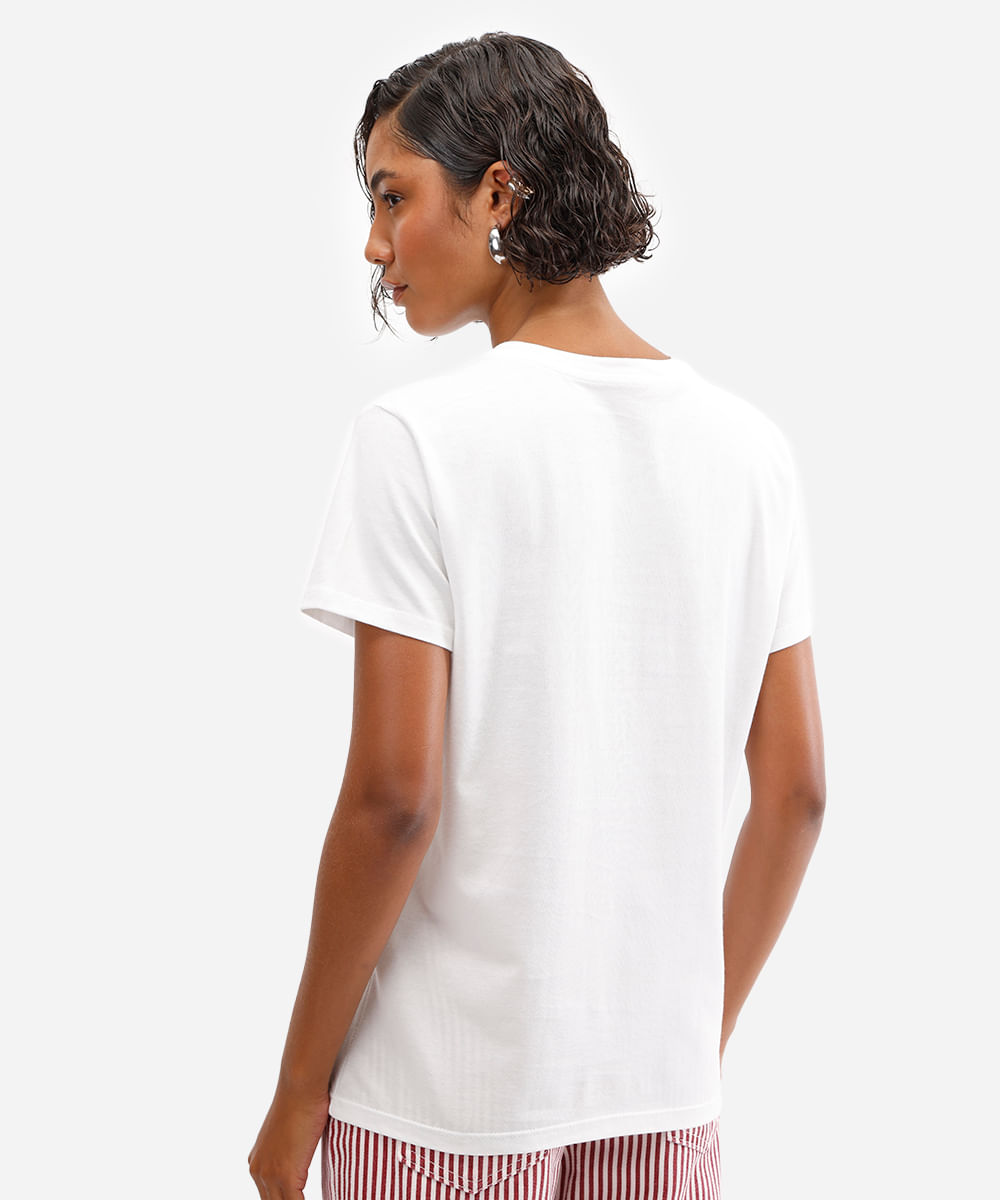 camiseta feminina de algodão tapas e beijos off white
