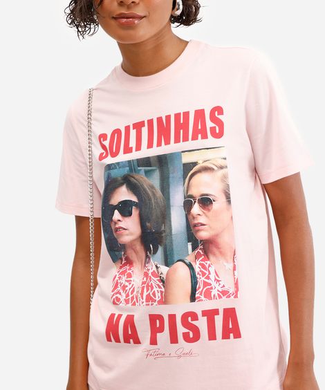 camiseta feminina de algodão tapas e beijos rosa
