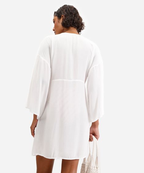 vestido feminino saída de praia de viscose - off white