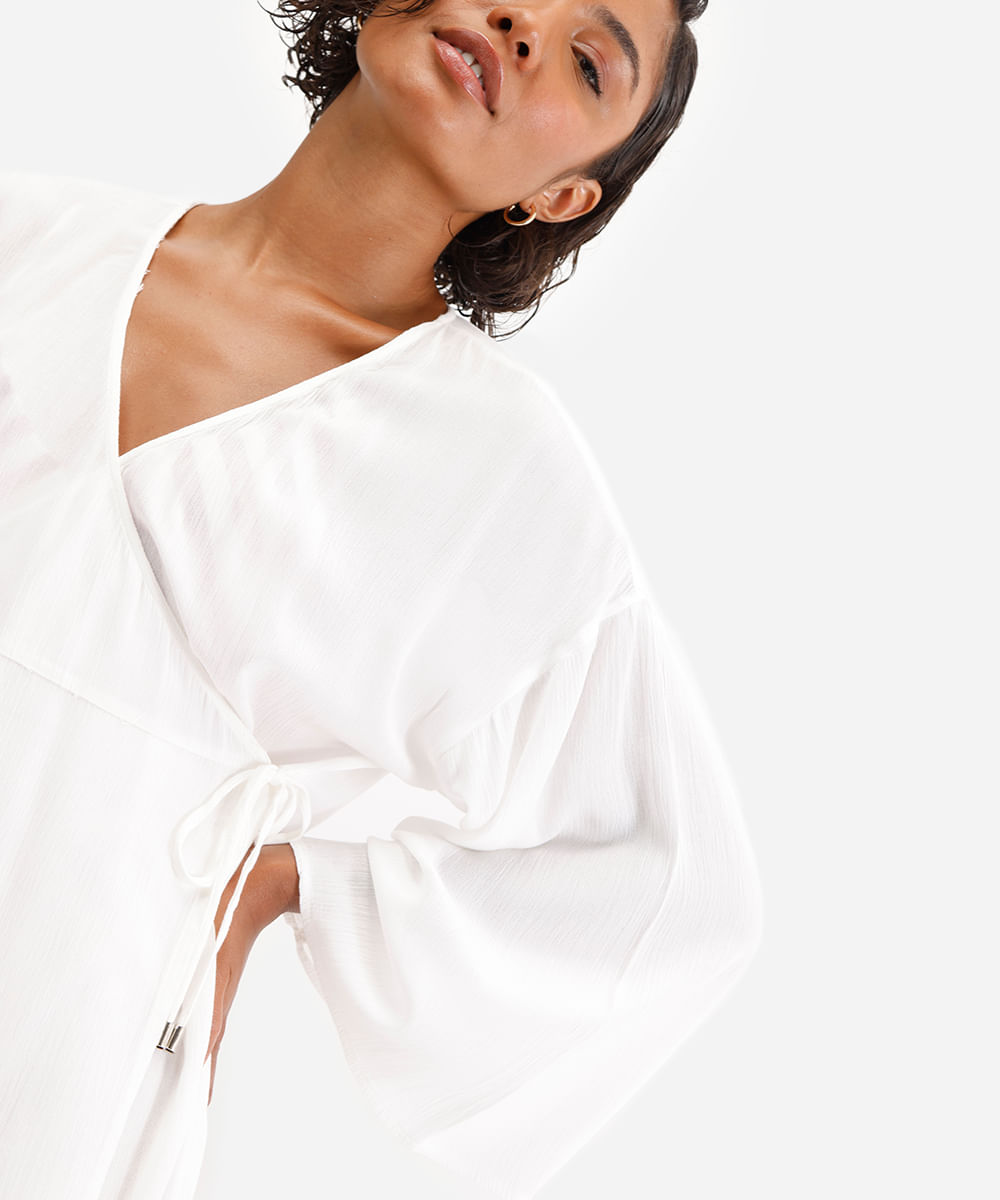 vestido feminino saída de praia de viscose - off white