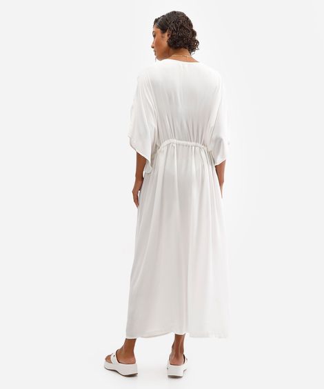 kaftan saída de praia feminino com bordado off white