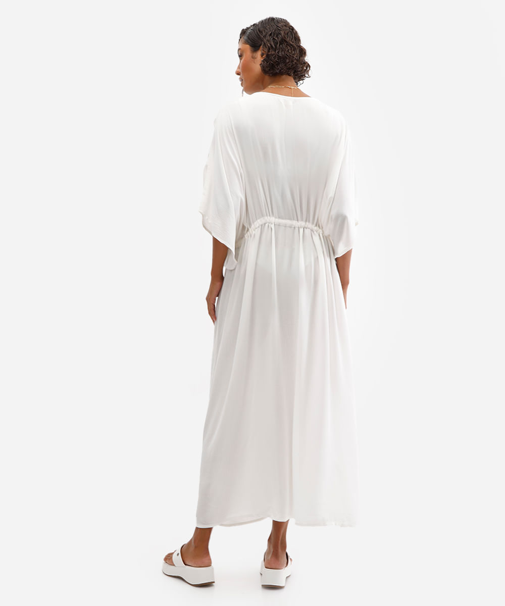 kaftan saída de praia feminino com bordado off white