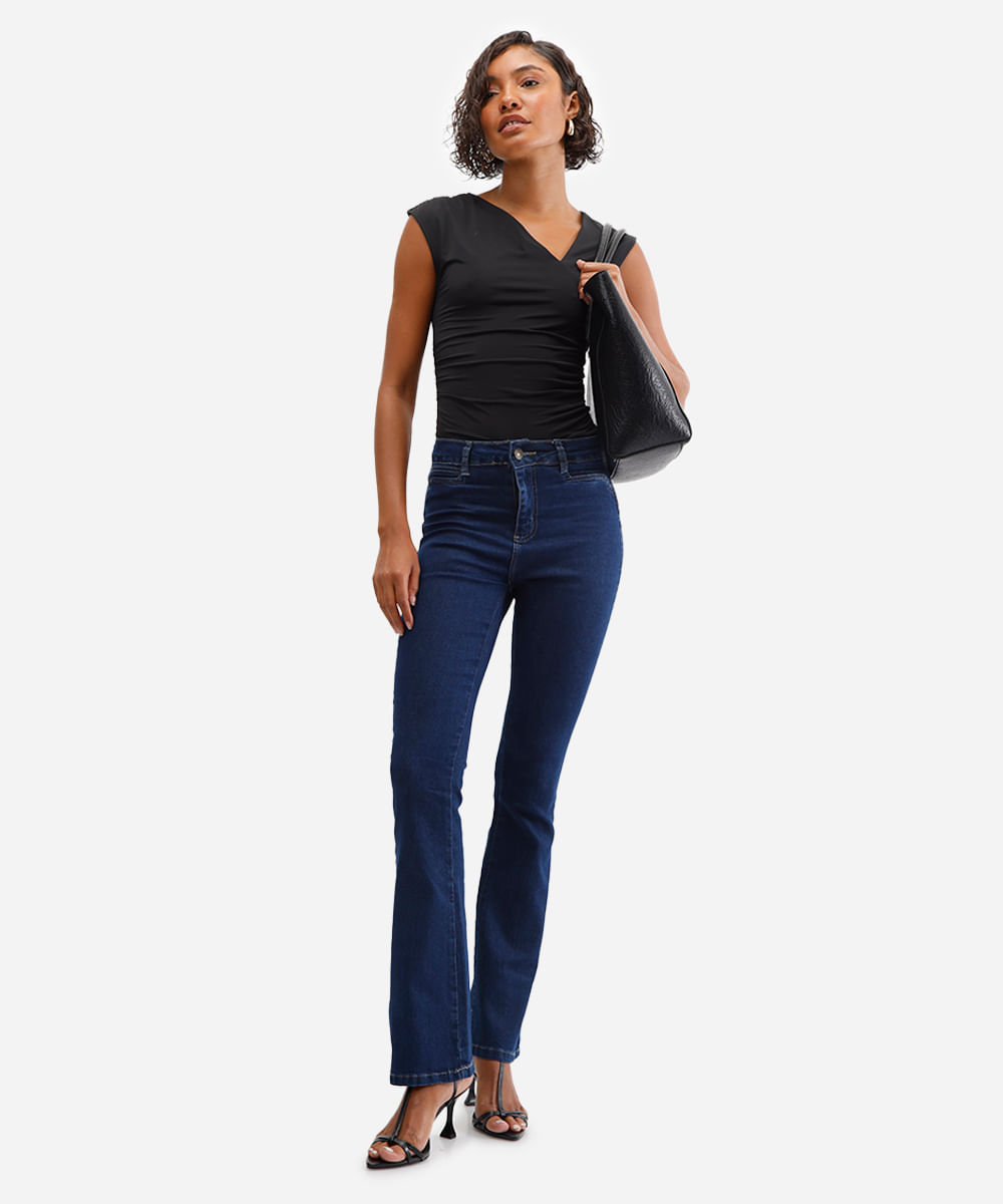 calça flare feminina jeans  sawary azul