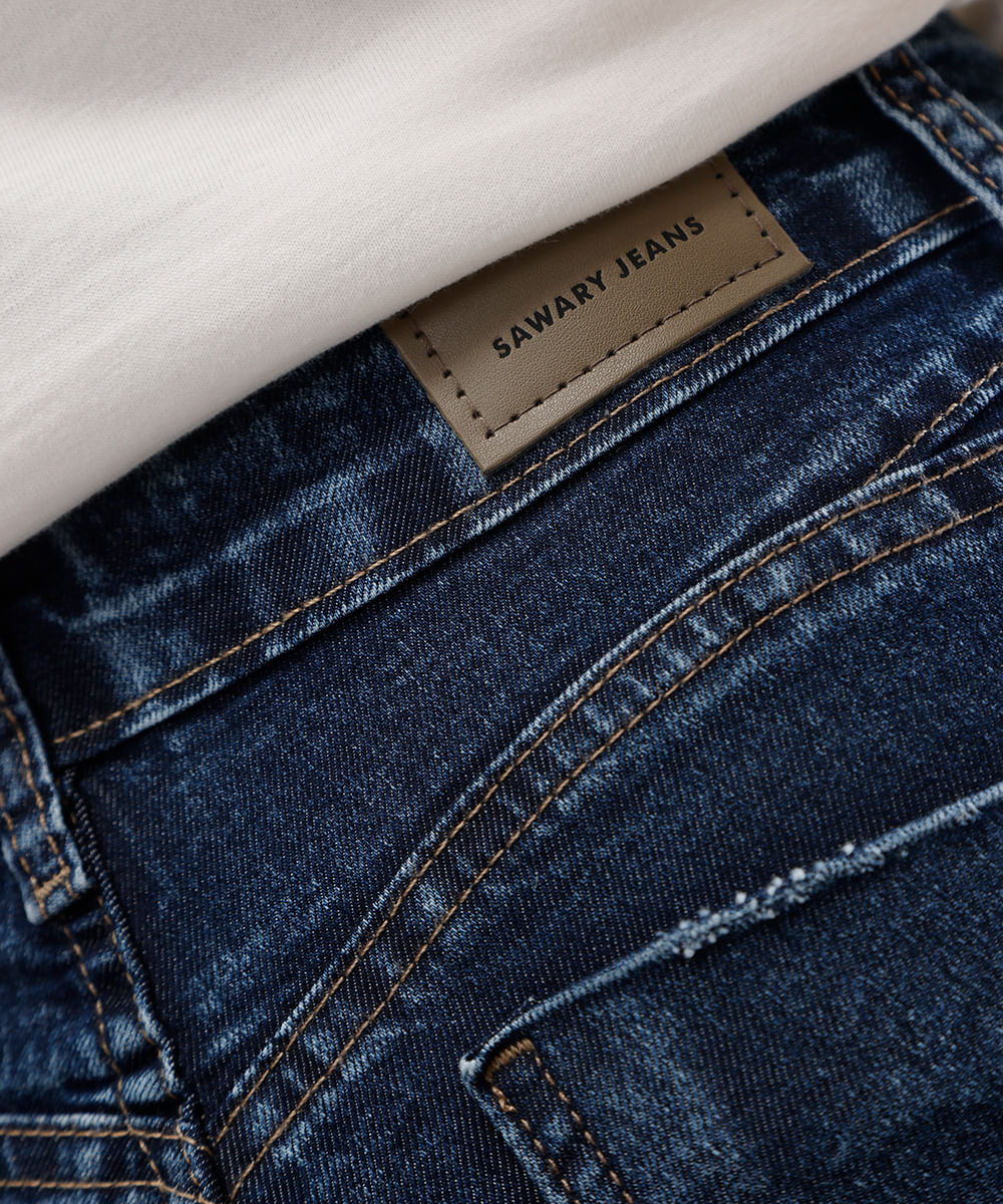 calça skinny feminina jeans barra dobrada sawary azul