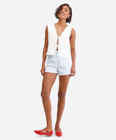 short mom feminino jeans destroyed azul